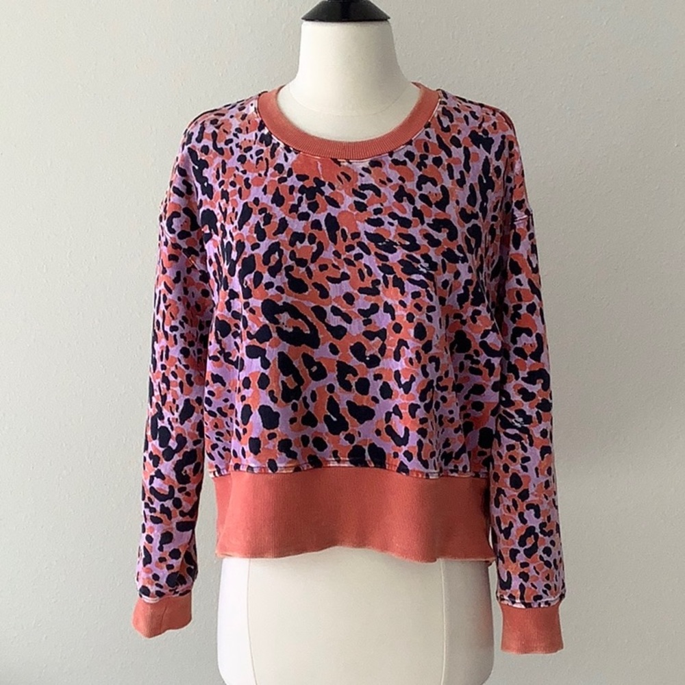 Women’s JoyLab Cropped Leopard Print Sweatshirt, Sz. M